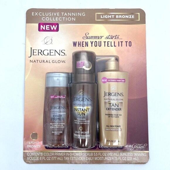 Jergens Natural Glow Exclusive Tanning Collection Light Bronze Sunless Gold New - Picture 1 of 14